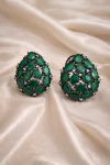 Earrings - BOTTLE GREEN AND WHITE AD