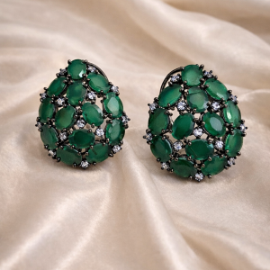 Earrings - BOTTLE GREEN AND WHITE AD