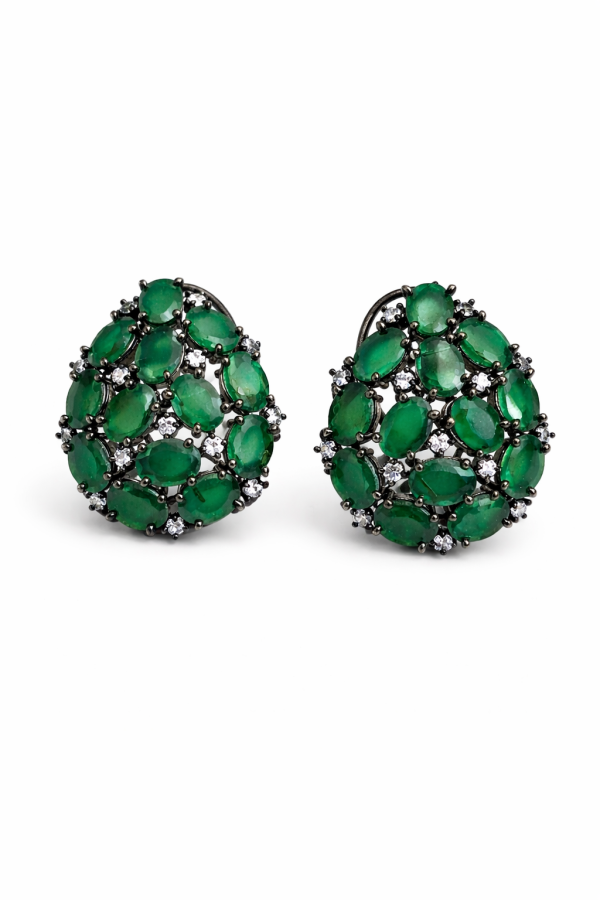 Earrings - BOTTLE GREEN AND WHITE AD