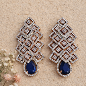 Earrings - WHITE AND NAVY BLUE AD