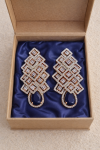 Earrings - WHITE AND NAVY BLUE AD